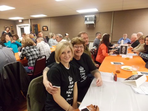 My daughter and mother wearing my Stay Calm and Halt MS t-shirts.  It was a running theme.
