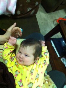 Clair Peters doing her very first wave.  She's already got it down!!